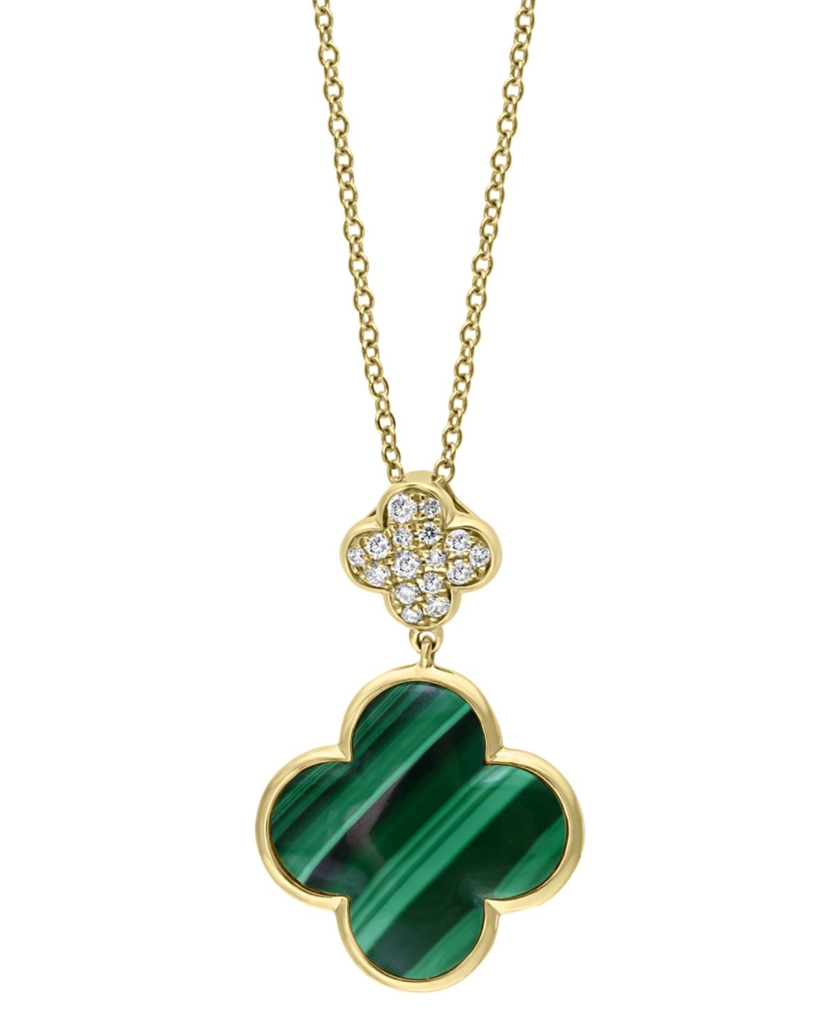 Effy Malachite & Diamond (1/8 ct. t.w.) Clover 18