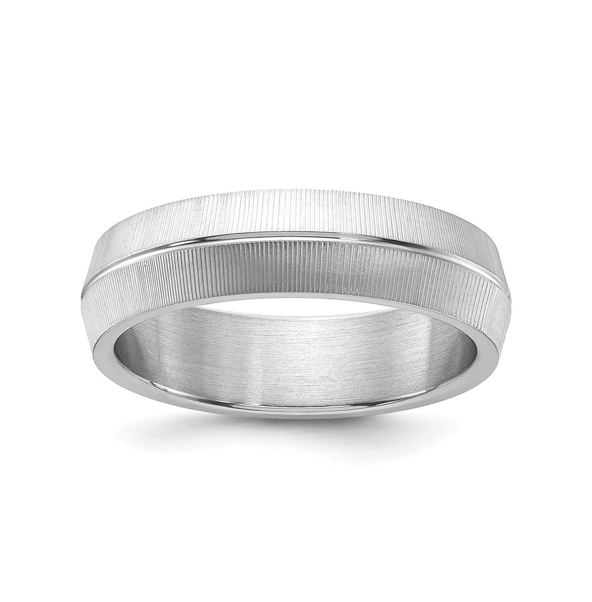 Stainless Steel Polished and Textured Band Ring - Silver