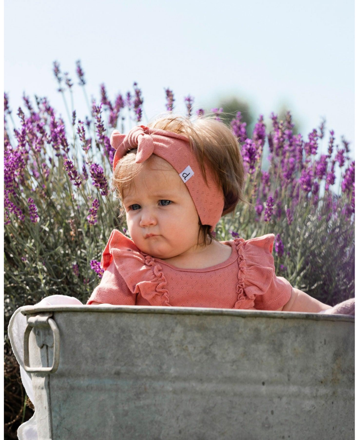 Baby Girl Organic Cotton Point Elle Knit Headband- Infant - Old rose