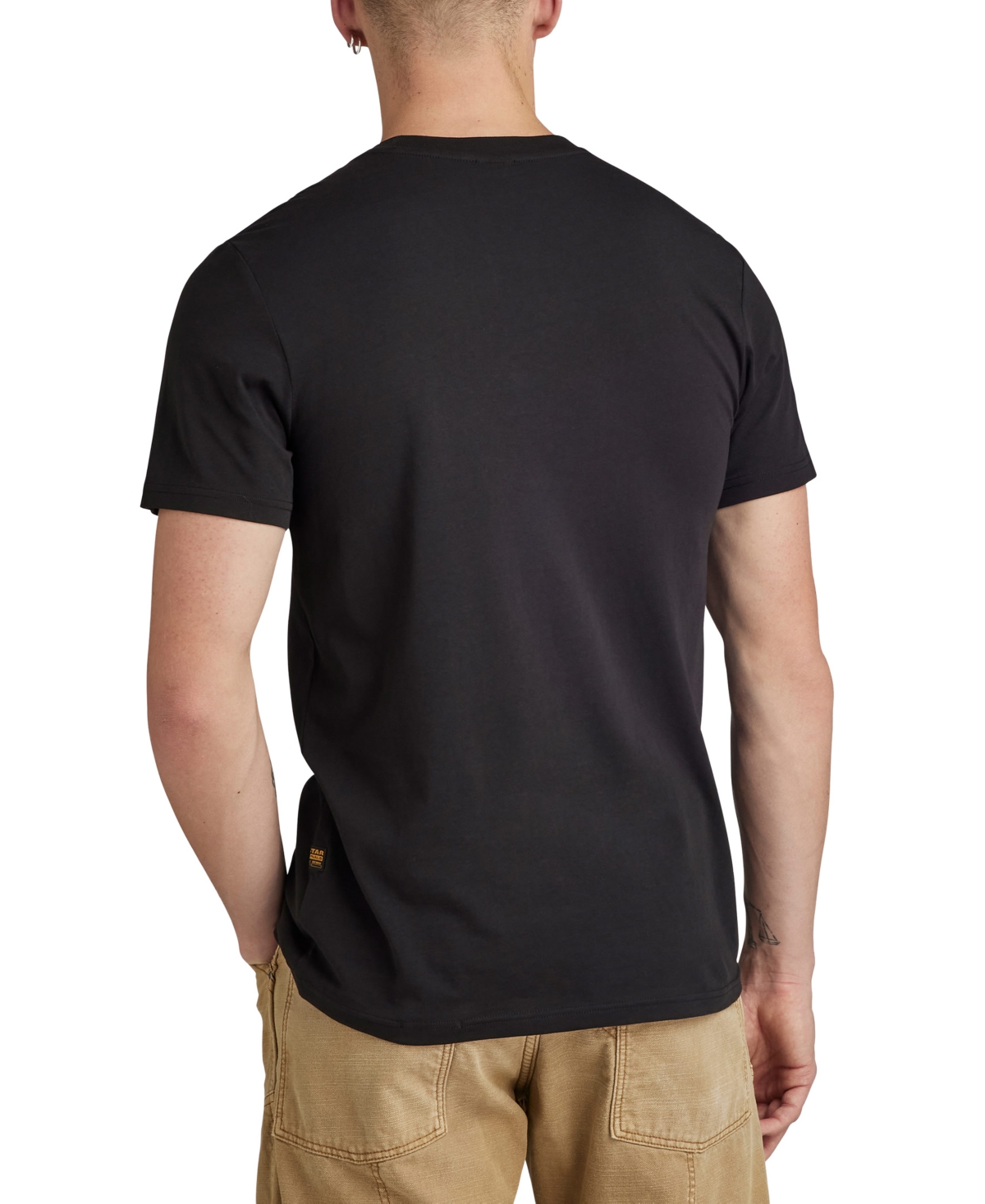 Shop G-star Raw Men's Slim-fit Crewneck Distressed Originals Logo T-shirt In Dk Black