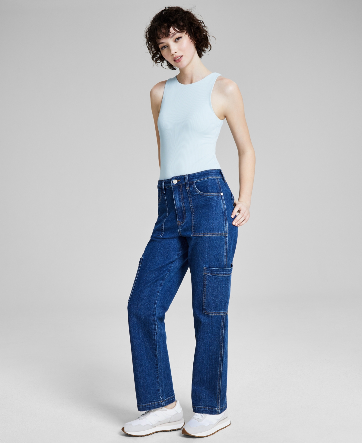 Women's High Rise Utility Denim Jeans - Dark Wash
