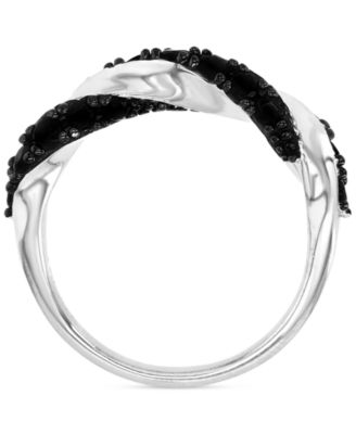 Black Spinel Twisted Band (1 ct. t.w.) in Sterling Silver