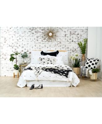 Dot Onyx Black Polka Dot Printed Throw Pillow, 20" x 20"