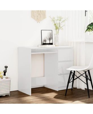 Desk High Gloss White 35.4"x17.7"x29.9" Engineered Wood