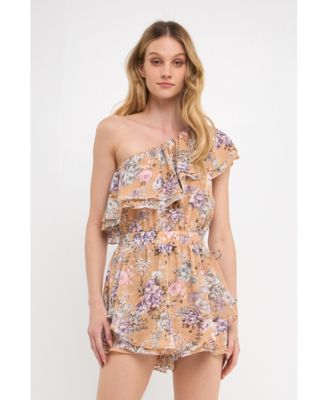 Women's Floral One Shoulder Romper