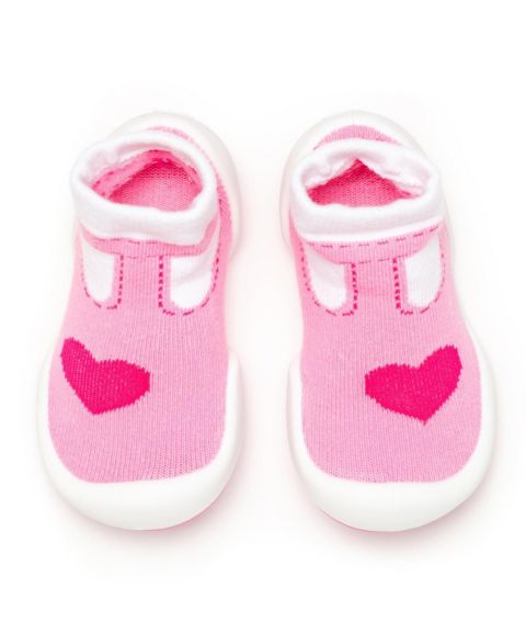 Обувь Komuello Breathable Washable Non-Slip Sock Shoes T-Strap Heart для девочек-малышей