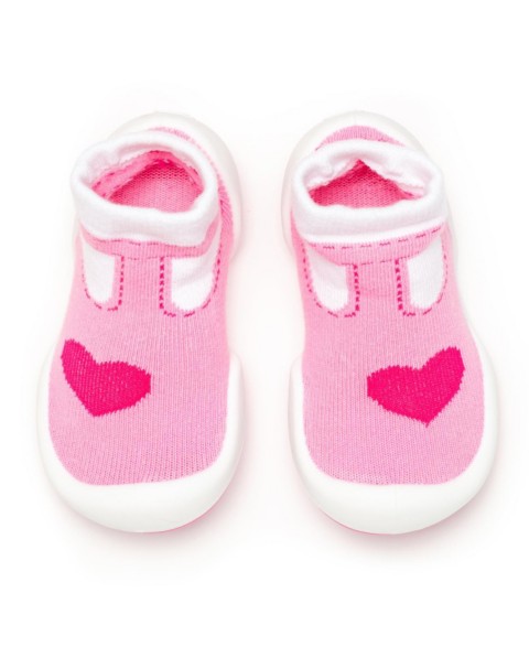 Детские Komuello Infant Girl Breathable Washable Non-Slip Sock Shoes T-Strap Heart