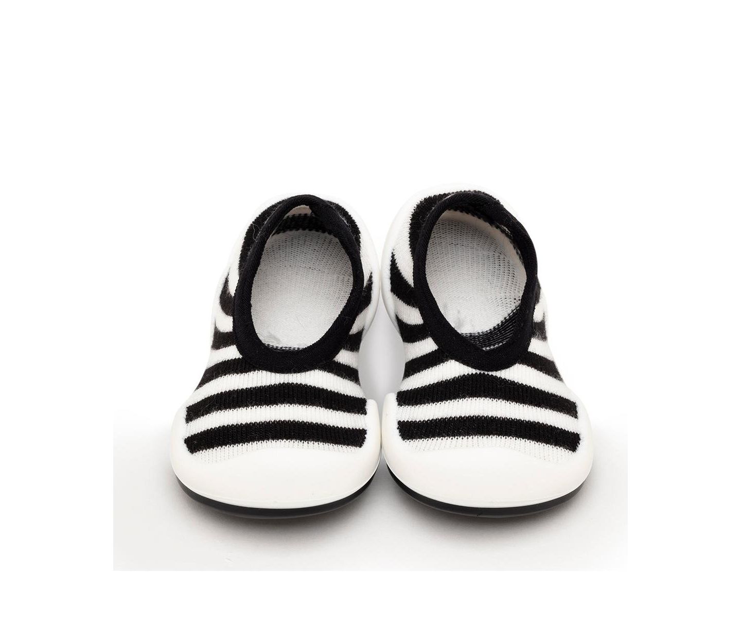 Обувь Komuello Girl First Walk Sock Shoes Flat Black Stripe для мальчиков-малышей, цвет: Чёрный — фото 1