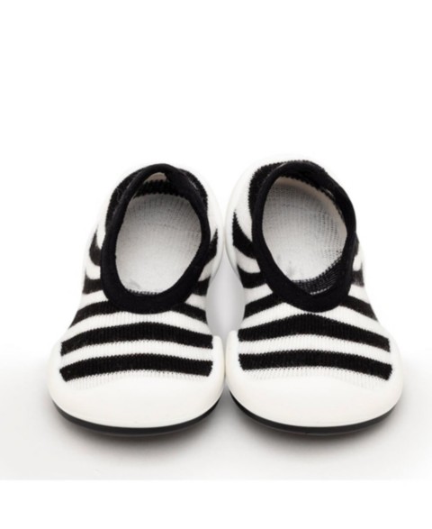 Детские Komuello Infant Boy Girl First Walk Sock Shoes Flat Black Stripe