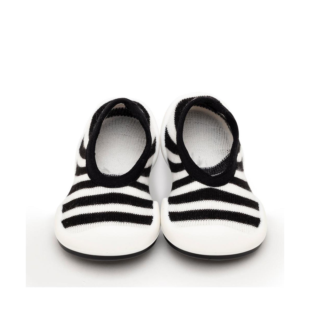 Детские Komuello Infant Boy Girl First Walk Sock Shoes Flat Black Stripe — фото 1