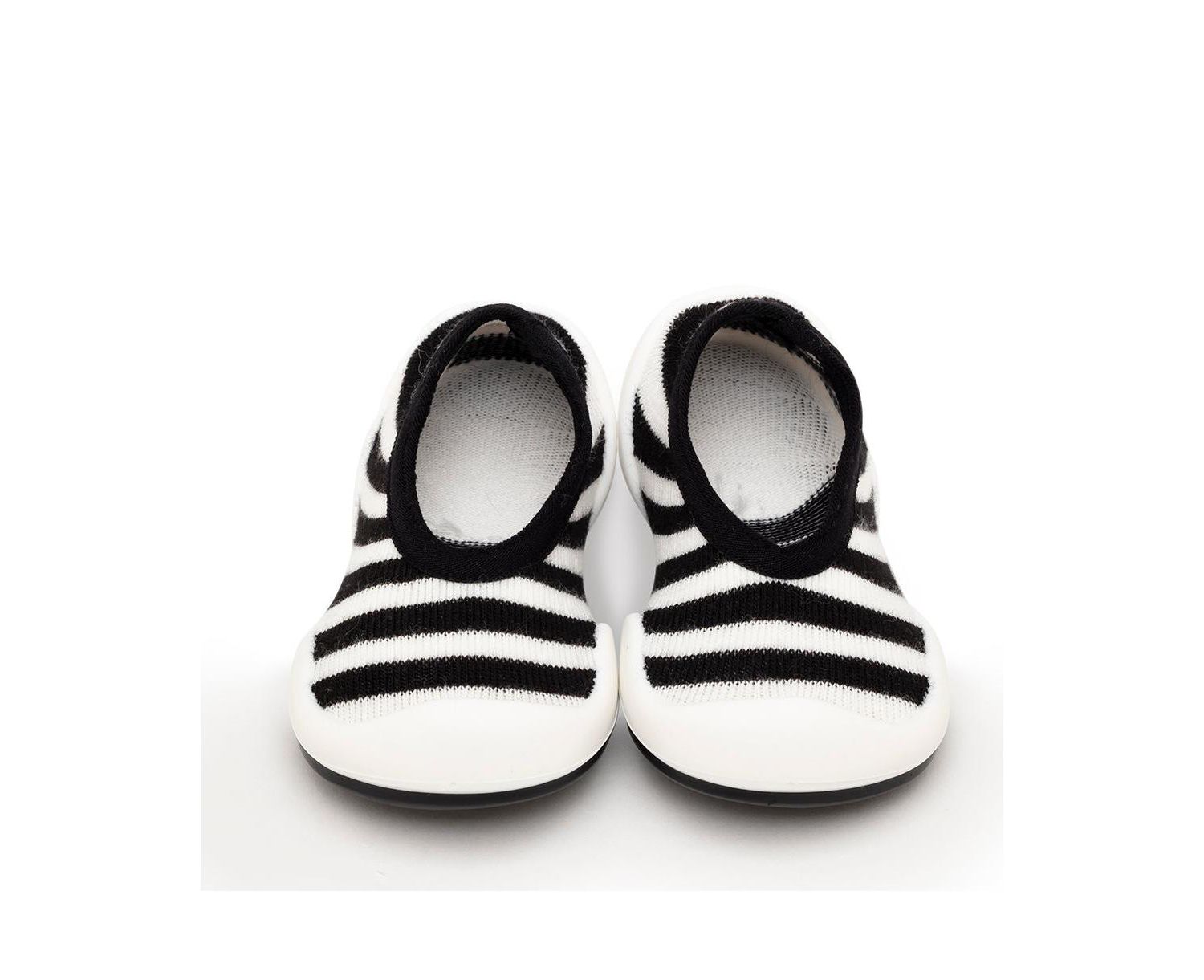Infant Boy Girl First Walk Sock Shoes Flat Black Stripe