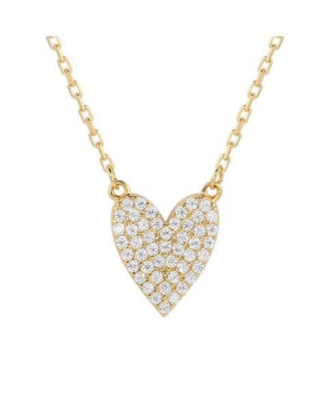 Украшения Suzy Levian New York Suzy Levian Sterling Silver Cubic Zirconia Pave Solid Heart Necklace