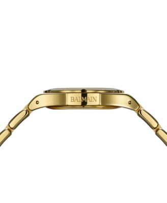 Women's Swiss Be Balmain Moonphase Diamond (1/20 ct. t.w.) Gold PVD Stainless Steel Bracelet Watch 33mm