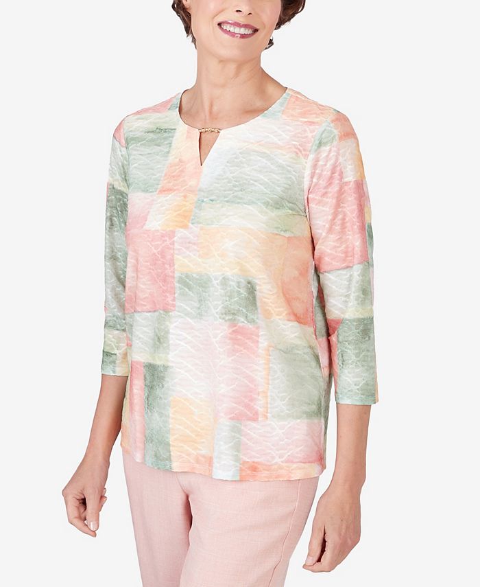 Alfred Dunner Petite English Garden Watercolor Boxes Split Hem Top Macy's