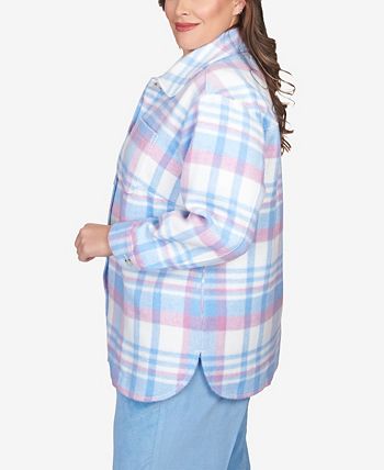 Alfred Dunner Womens Plus-Size Collared Plaid Shirt Jacket