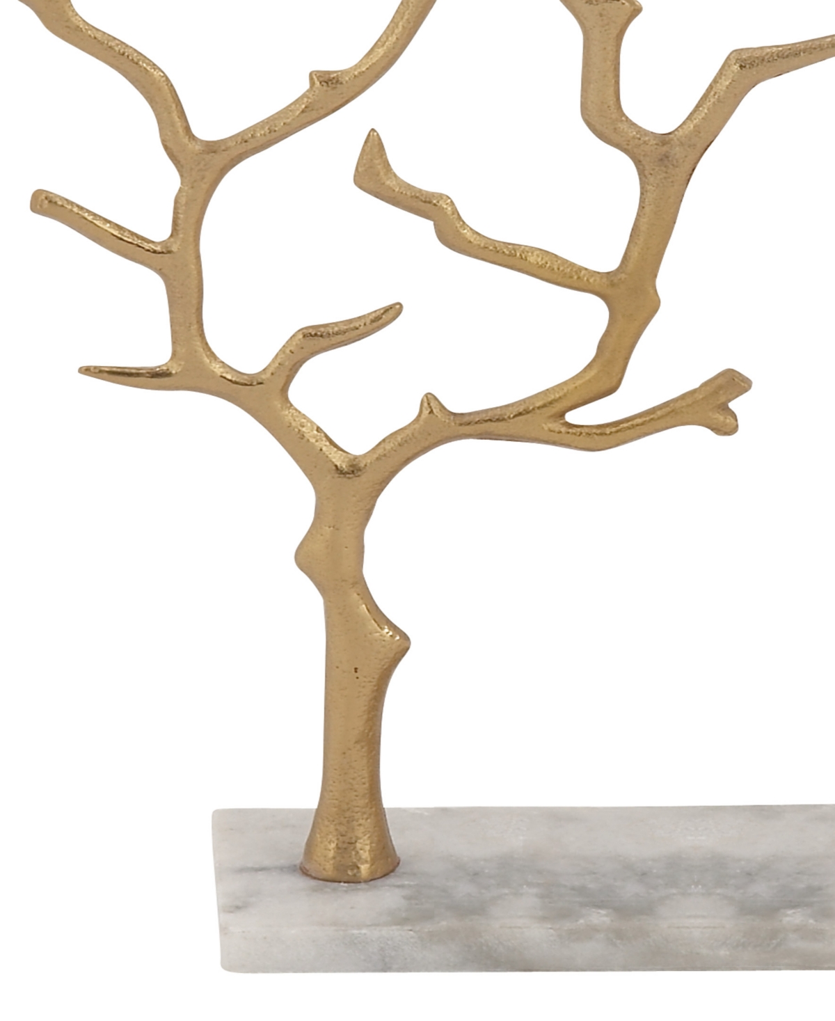 Rosemary Lane Real Marble Tree Jewelry Stand With Rectangular Base, 9" X 3" X 13" In Gold