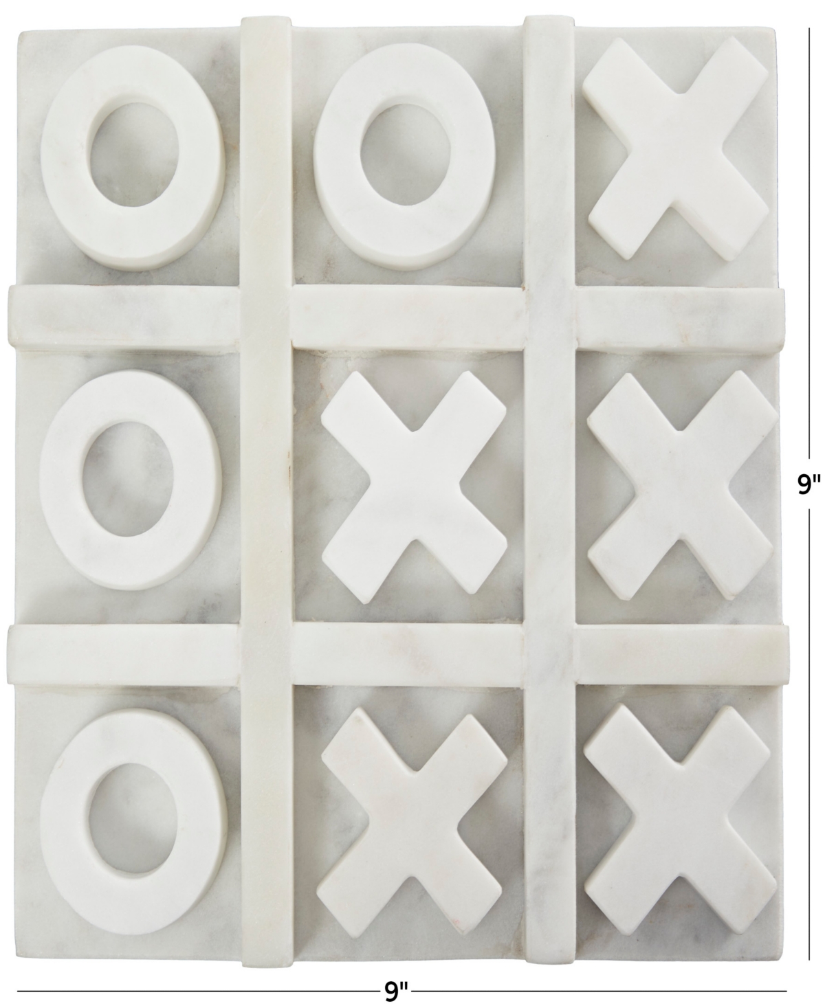 Shop Rosemary Lane Real Marble Tic Tac Toe Game Set, 9" X 9" X 1" In White