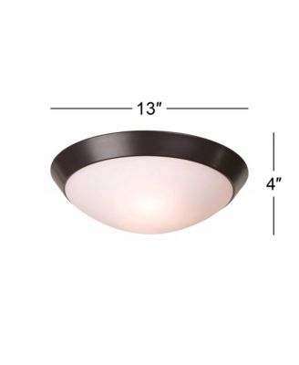 Davis Modern Ceiling Light Flush Mount Fixture 13" Wide Oil Rubbed Bronze 2-Light Frosted Glass Dome Shade for Bedroom Kitchen Hallway