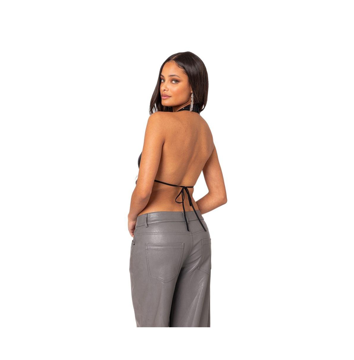 Women's Draped scoop neck open back top