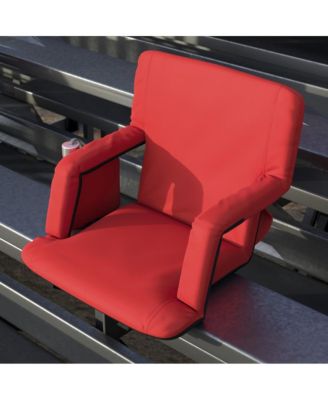 Portable Stadium Chair With Armrests, Reclining Padded Back & Seat, Lightweight Metal Frame & Backpack Straps, Storage Pockets