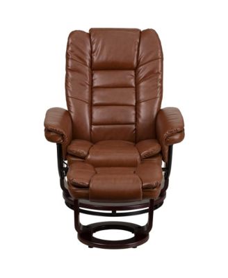 Multi-Position Recliner Ottoman Set Eucalyptus Wood Stitched Upholstery Swivel Base