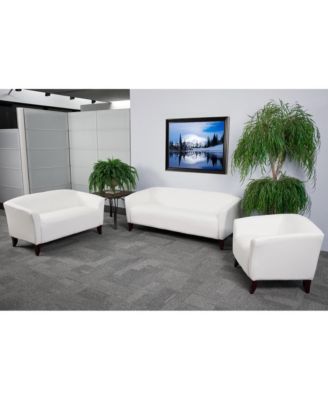 Leathersoft Reception/Living Room Loveseat With Cherry Wood Feet