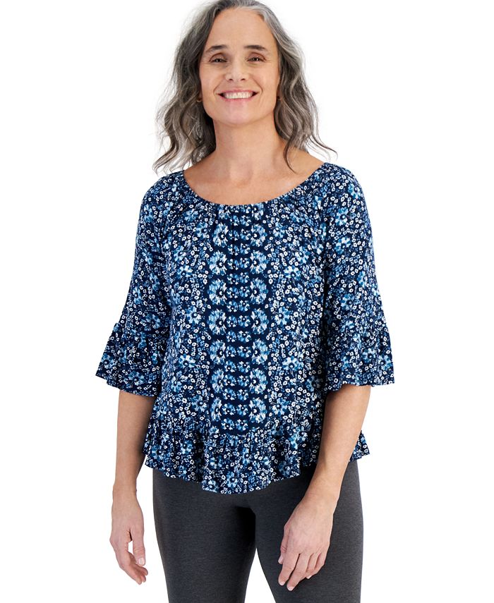 Coby Printed Ruffle Sleeve & Neck top main image 1
