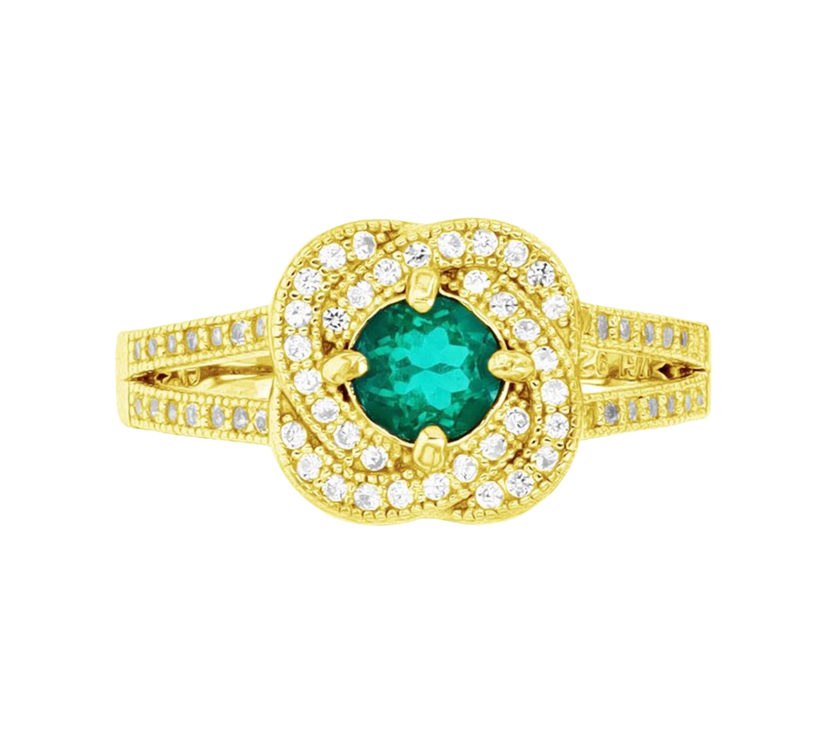 Shop Macy's Cubic Zirconia Knot Ring In 14k Gold-plated Sterling Silver In Green