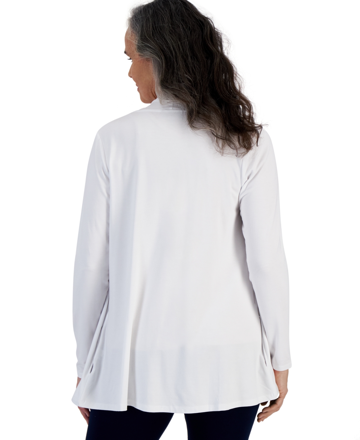 Style & Co Petite Solid Open-front Cardigan, Exclusively At Macy's In White