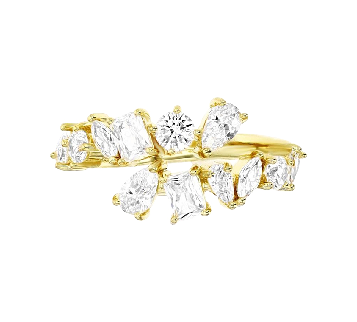 Macy's Cubic Zirconia Multi-cut Horizontal Cluster Ring In Gold