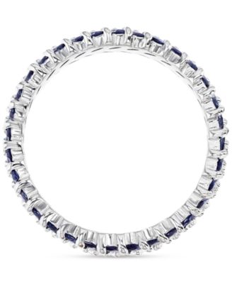 Cubic Zirconia Blue & White Marquise Chevron Eternity Band in Sterling Silver