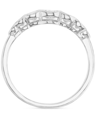 Cubic Zirconia Graduated Bezel-Set Cubic Zirconia Ring in Sterling Silver