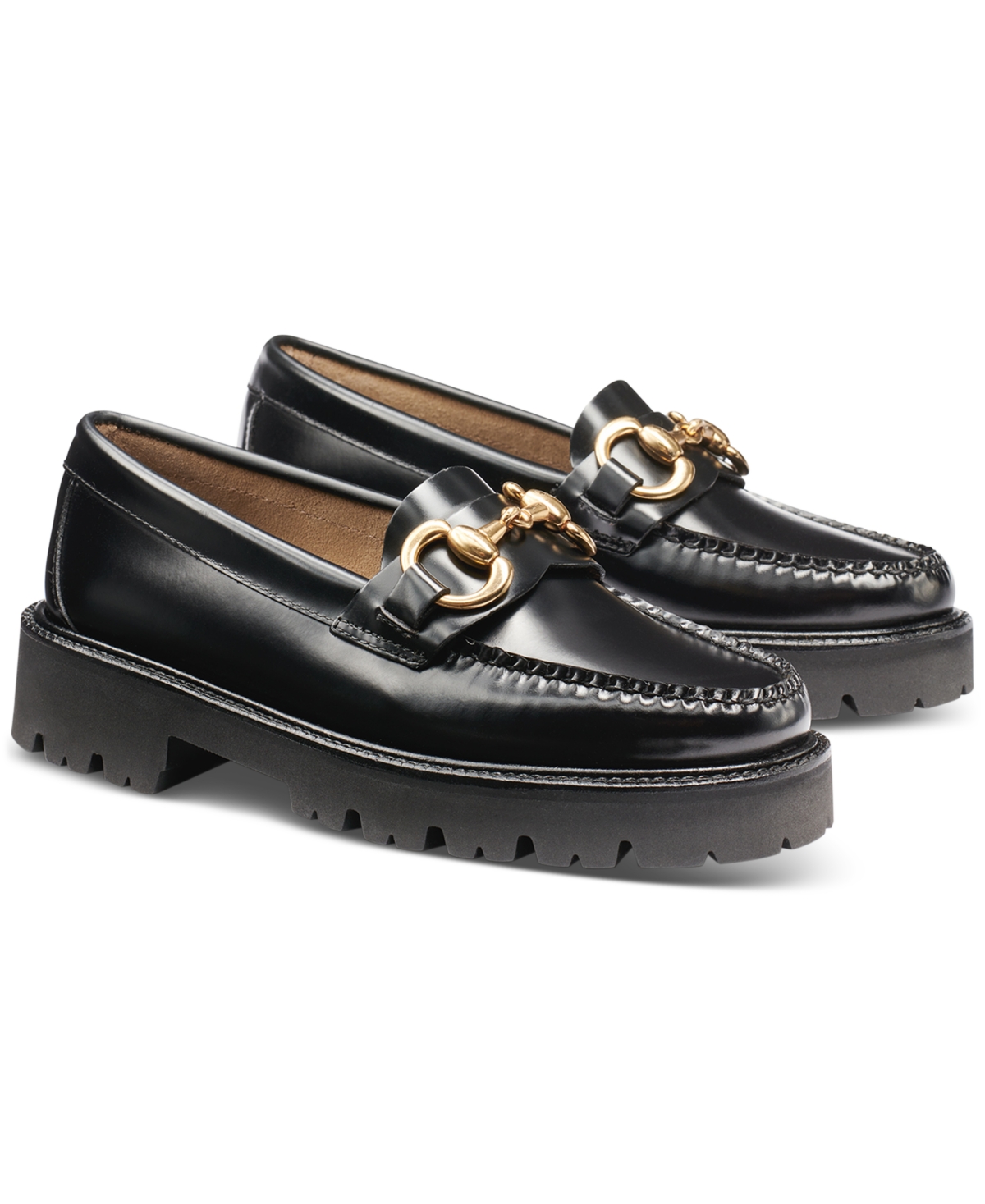 Shop Gh Bass Women's Weejuns Lianna Bit-ornament Lug-sole Loafers In Black