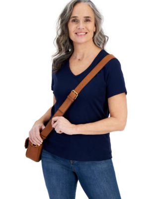 Petite Cotton V-Neck Top