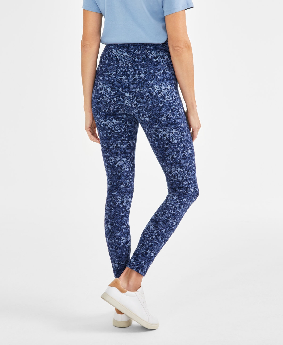 Shop Style & Co Women's Printed High Rise Leggings, Created For Macy's In Industrial Blue