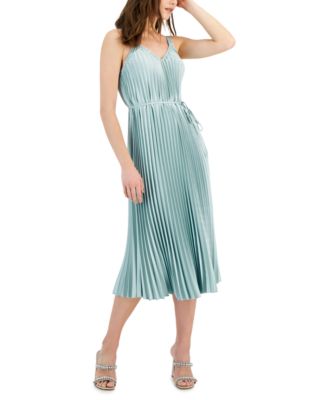 Sam Edelman - Women's Satin Plisse V-Neck Belted Dress
