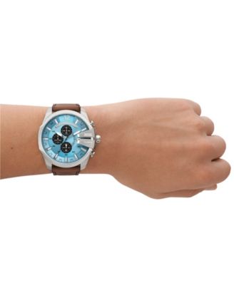 Men's Mega Chief Chronograph Brown Leather Watch 51mm