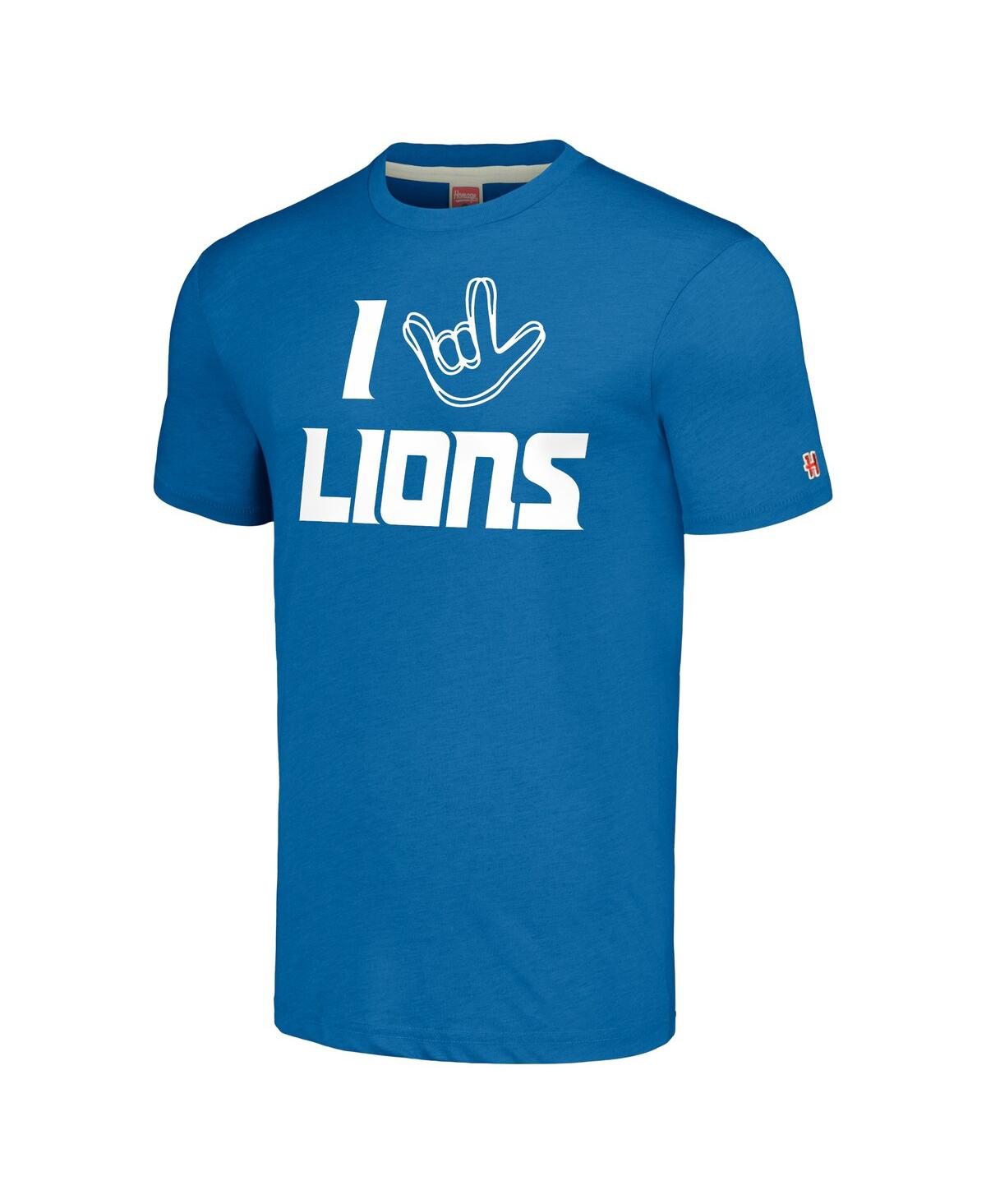 Shop Homage Men's And Women's  Blue Detroit Lions The Nfl Asl Collection By Love Sign Tri-blend T-shirt