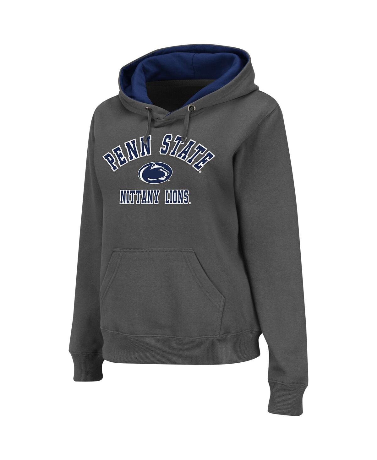 Women'sPenn State Nittany Lions Arch and Logo 2 Pullover Hoodie - Charcoal