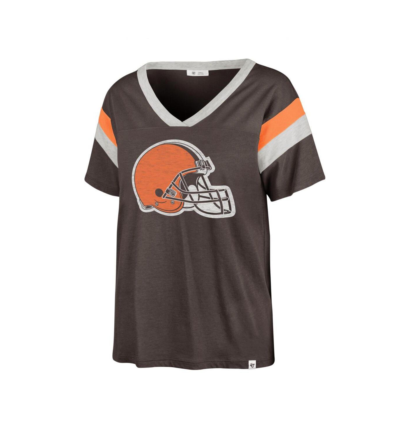 Женская футболка '47 Brand Brown Distressed Cleveland Browns Phoenix V-Neck — фото 1