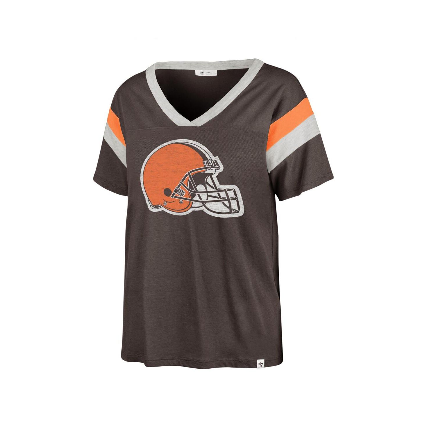 Women's Brown Distressed Cleveland Browns Phoenix V-Neck T-shirt