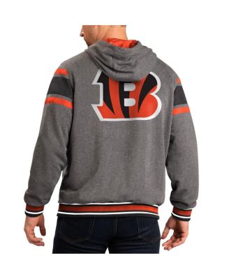 Men's Black, Gray Cincinnati Bengals Extreme Full Back Reversible Hoodie Full-Zip Jacket