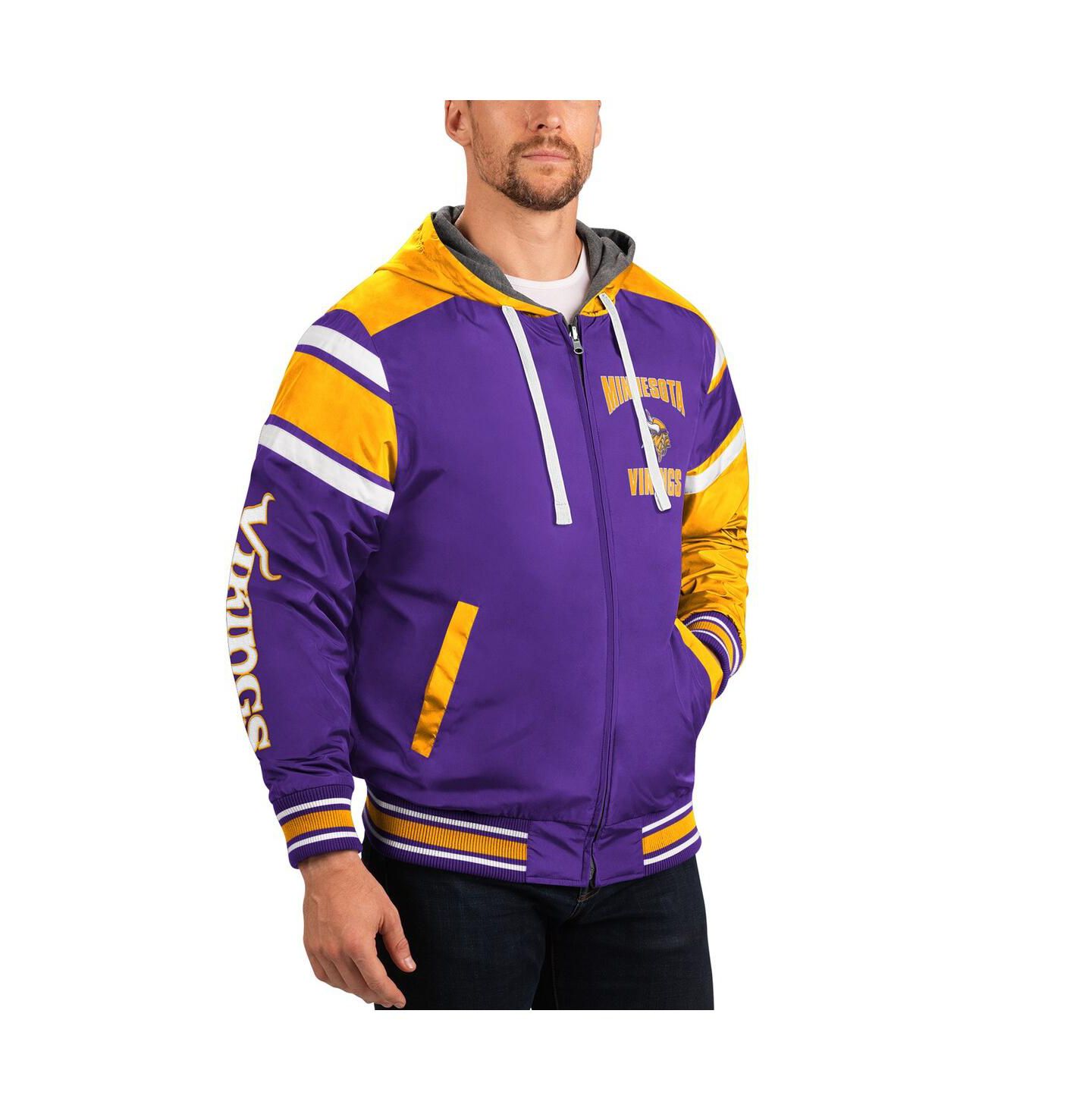 Мужские худи G-III Sports by Carl Banks Purple, Gray Minnesota Vikings Extreme Full Back Reversible Full-Zip Jacket — фото 3