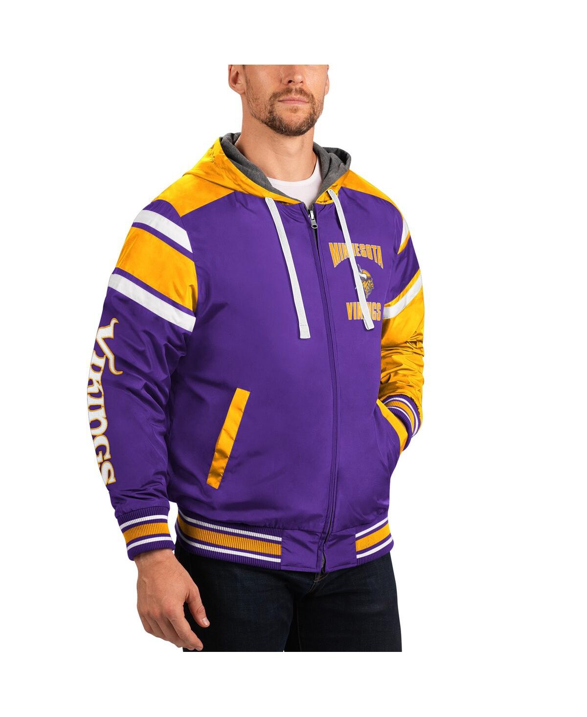 Shop G-iii Sports By Carl Banks Men's  Purple, Gray Minnesota Vikings Extreme Full Back Reversible Hoodie  In Purple,gray