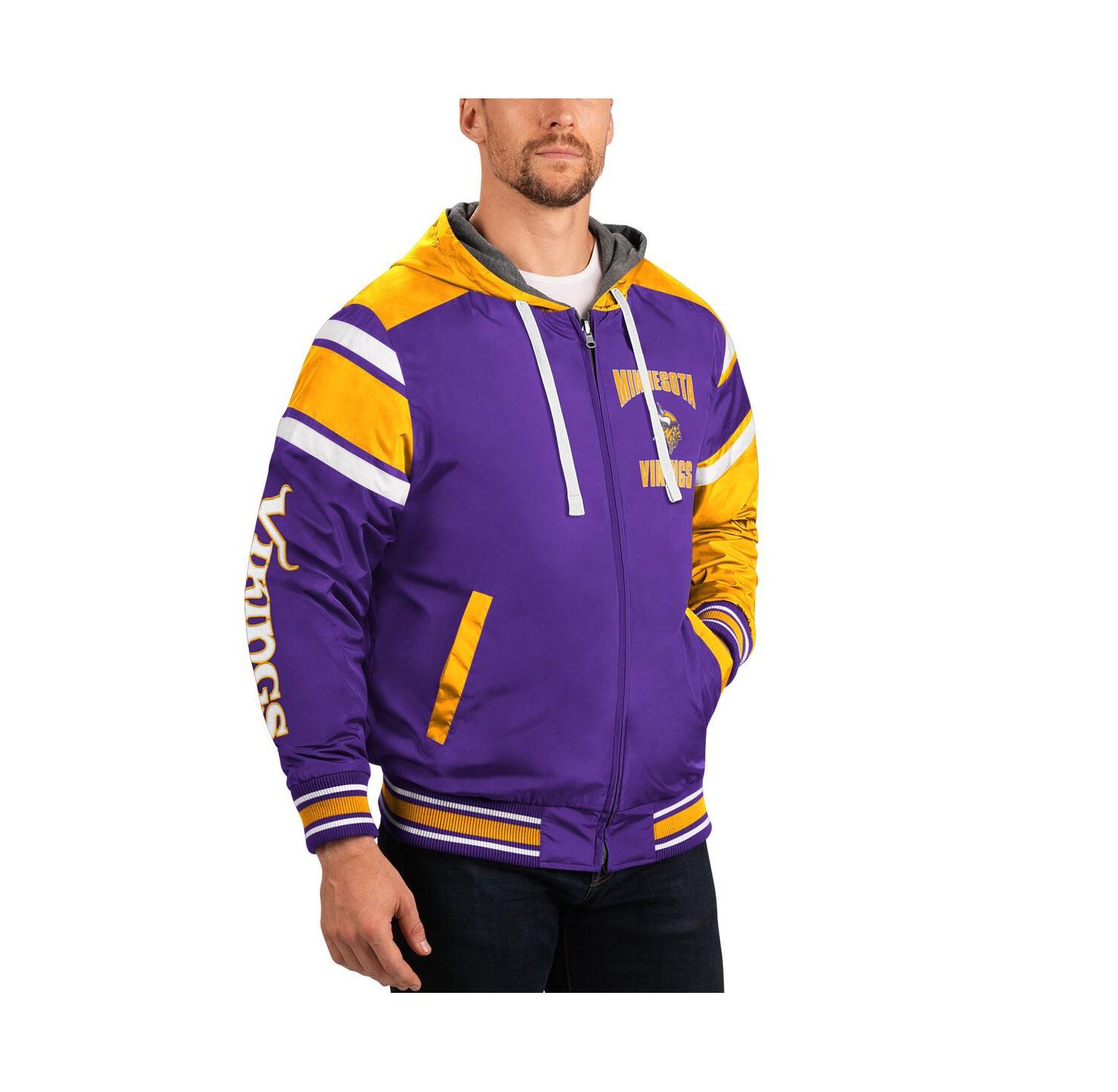 Men's Purple, Gray Minnesota Vikings Extreme Full Back Reversible Hoodie Full-Zip Jacket