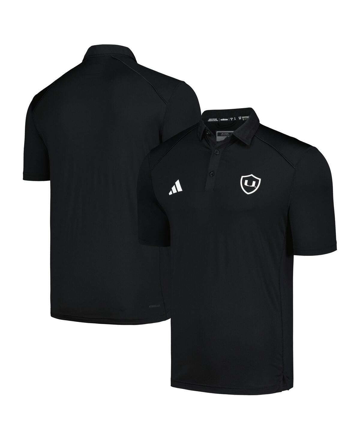 Men's adidas Black Miami Hurricanes Strategy Aeroready Polo Shirt - Black