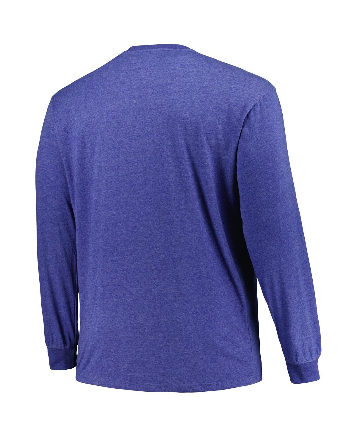 Men's ProfileDistressed Buffalo Bills Big and Tall Throwback Long Sleeve T-shirt - Heather Royal