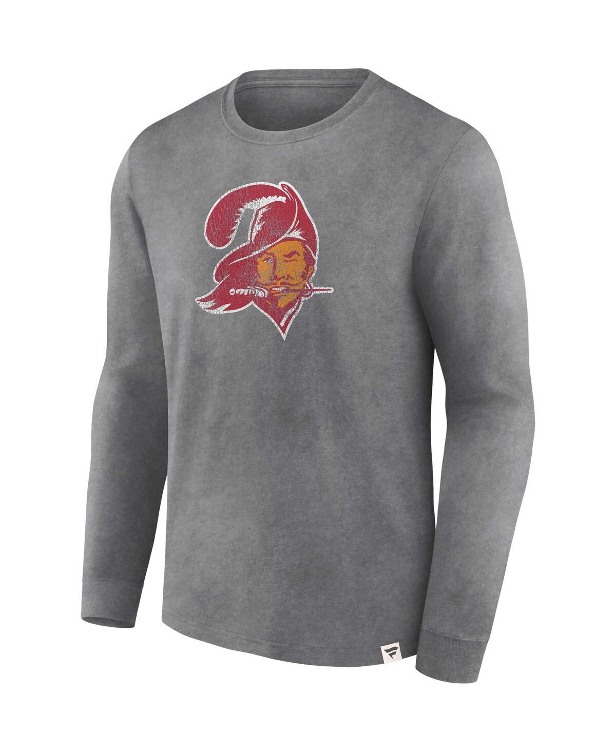 Men's FanaticsDistressed Tampa Bay Buccaneers Washed Primary Long Sleeve T-shirt - Heather Charcoal