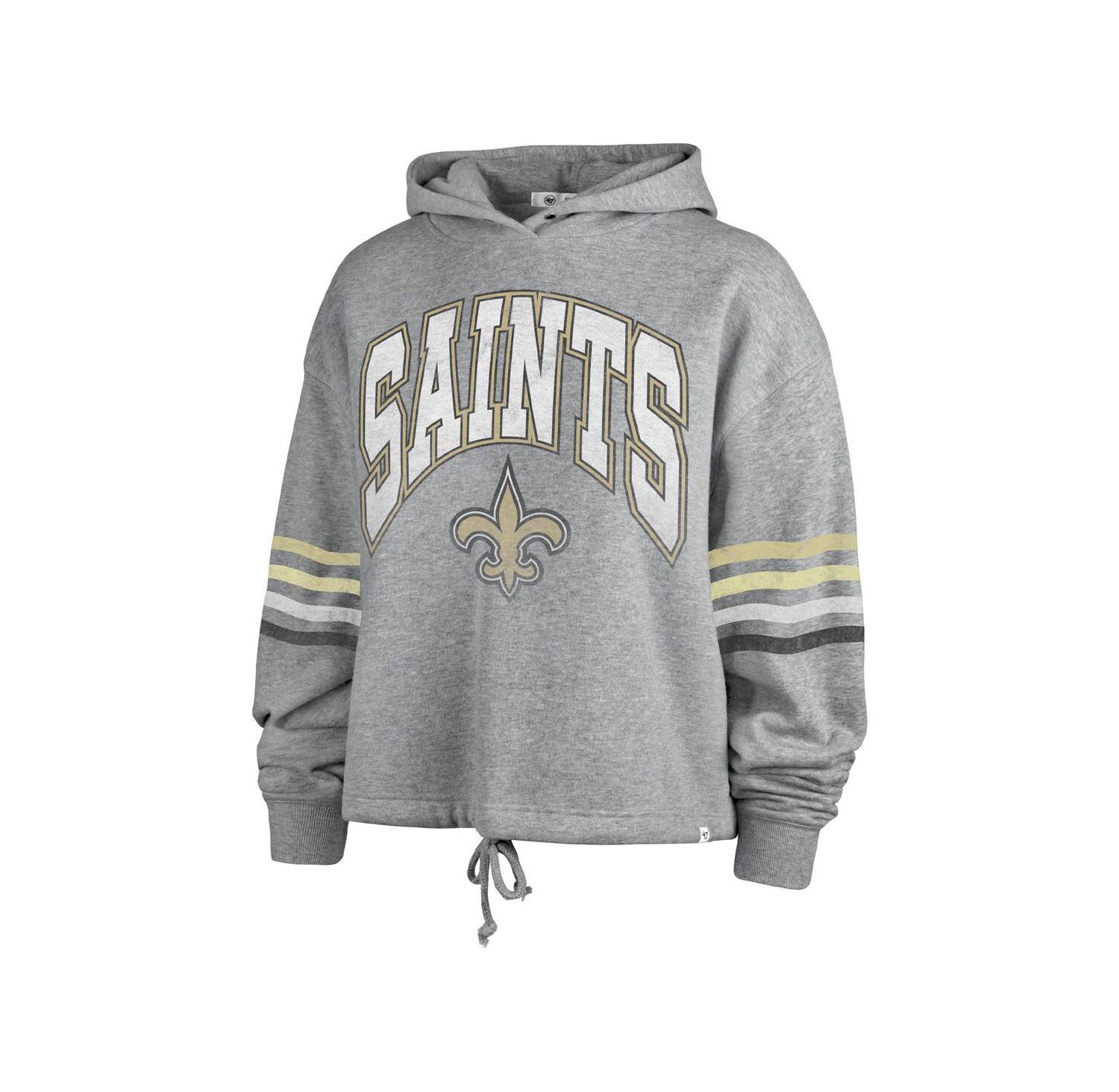 Women's Heather Gray Distressed New Orleans Saints Upland Bennett Pullover Hoodie