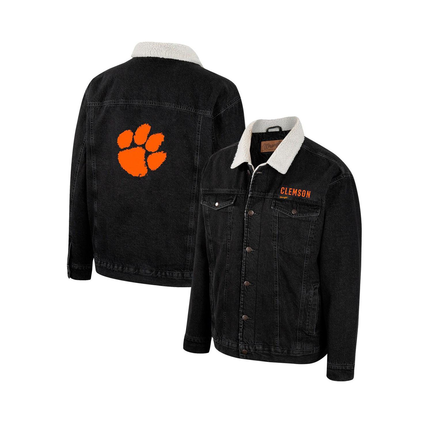Men's x Wrangler Charcoal Clemson Tigers Western Button-Up Denim Jacket